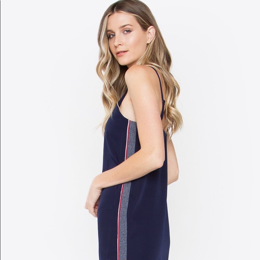 NWT Sugar+Lips Navy Blue Lani Slip Dress Sz L